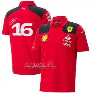 Polo del Scuderia Ferrari F1 NO.16 2023 Rojo Negro