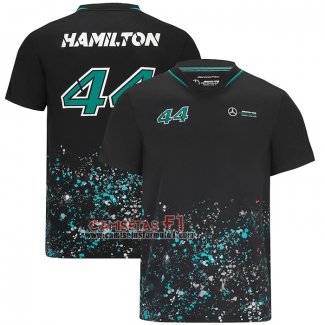 Camiseta Mercedes Amg Petronas F1 Lewis Hamilton 2022 Negro